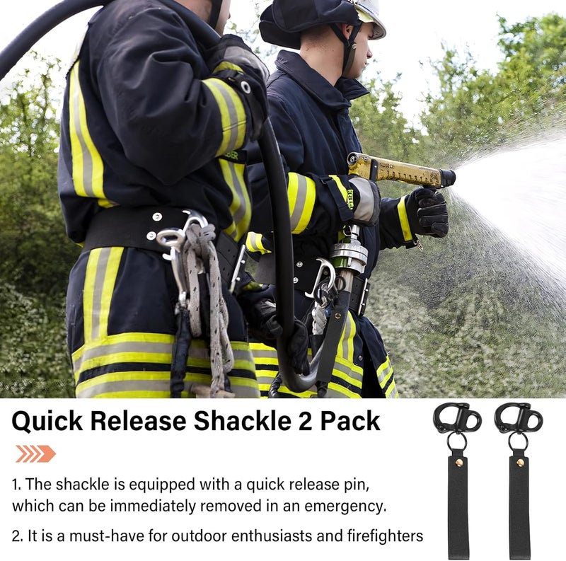 ETZ Store Quick Release Clip Shackle for SCBA Mask (2 Pack), Firefighter Accessories Tools, Quick Release Snap Shackle, Marine Grade 316 Stainless Steel Shackle for Rigging with Leather Handle (Black) - Image 4